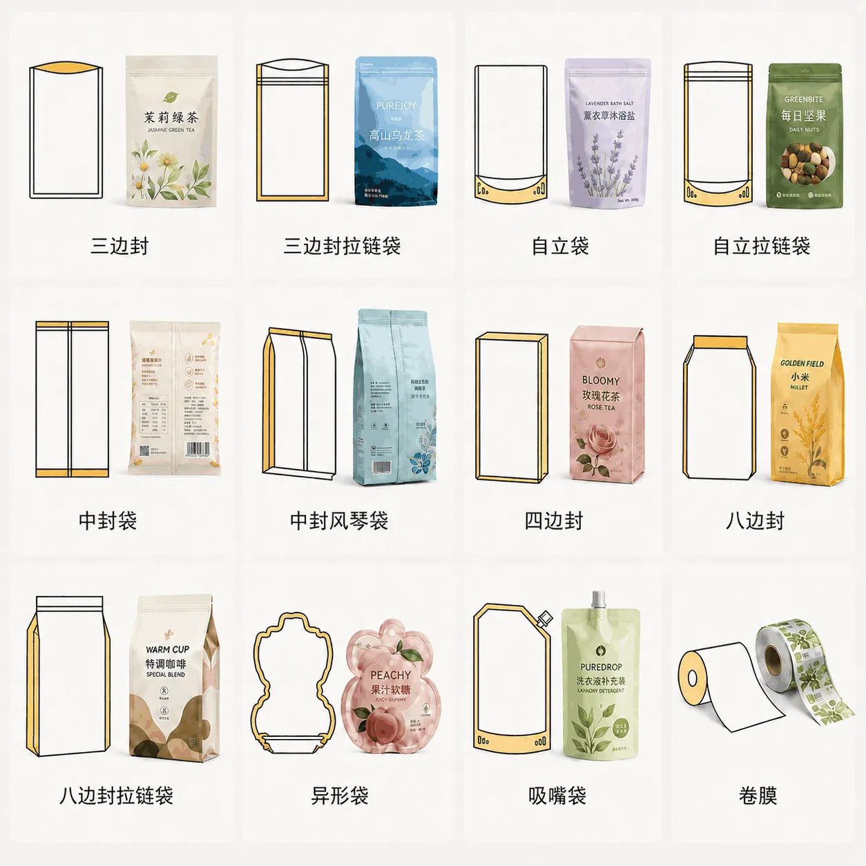 多种包装袋型可选