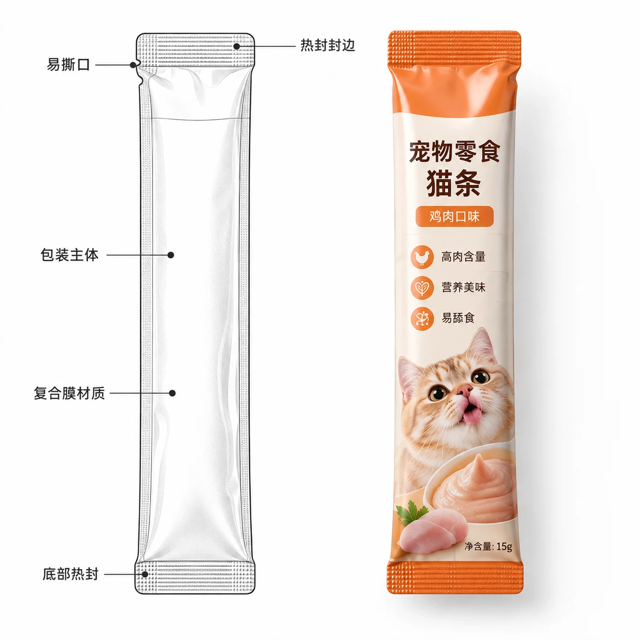 猫条袋定制 结构说明