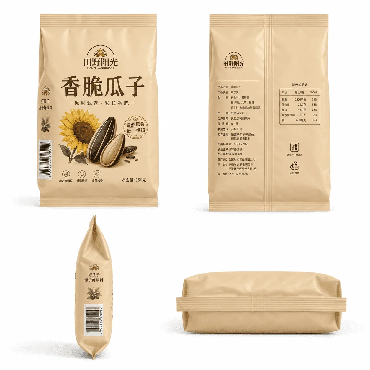食品包装袋 多角度视图
