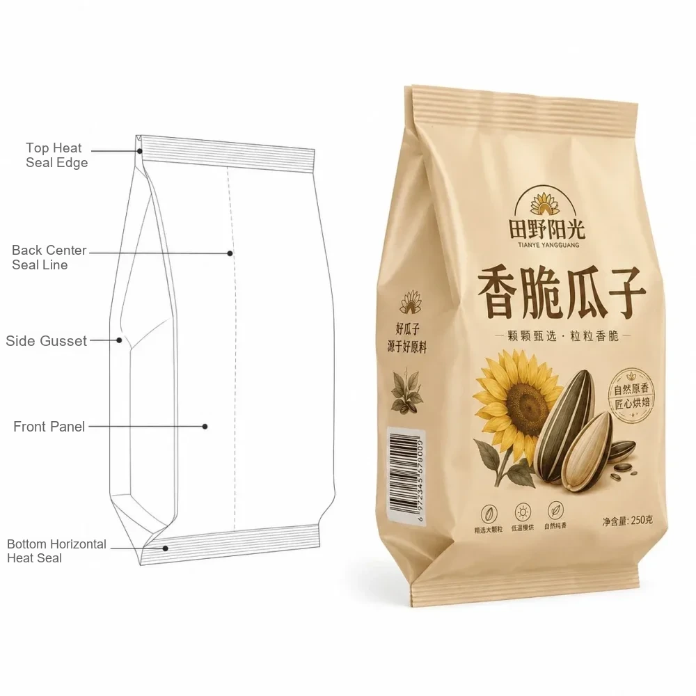 食品包装袋 袋型结构线稿与实物对比