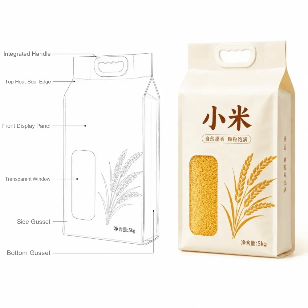 定制大米包装袋 结构线稿