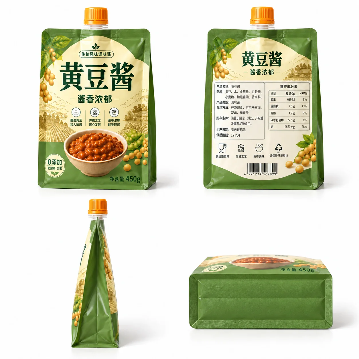 黄豆酱包装袋 多角度展示