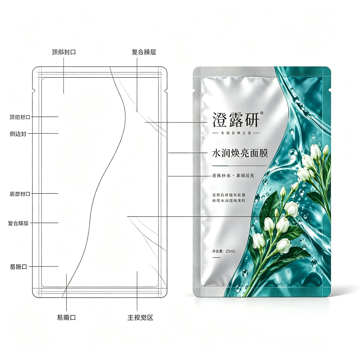 定制面膜包装 结构说明