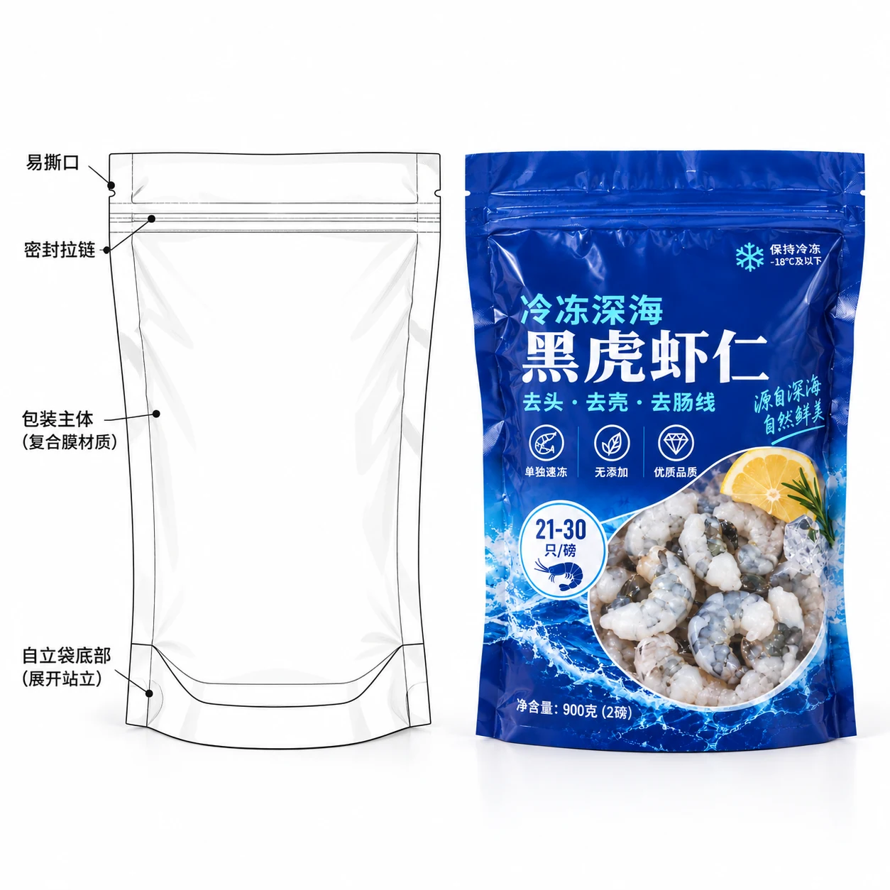 冷冻食品包装袋 结构说明