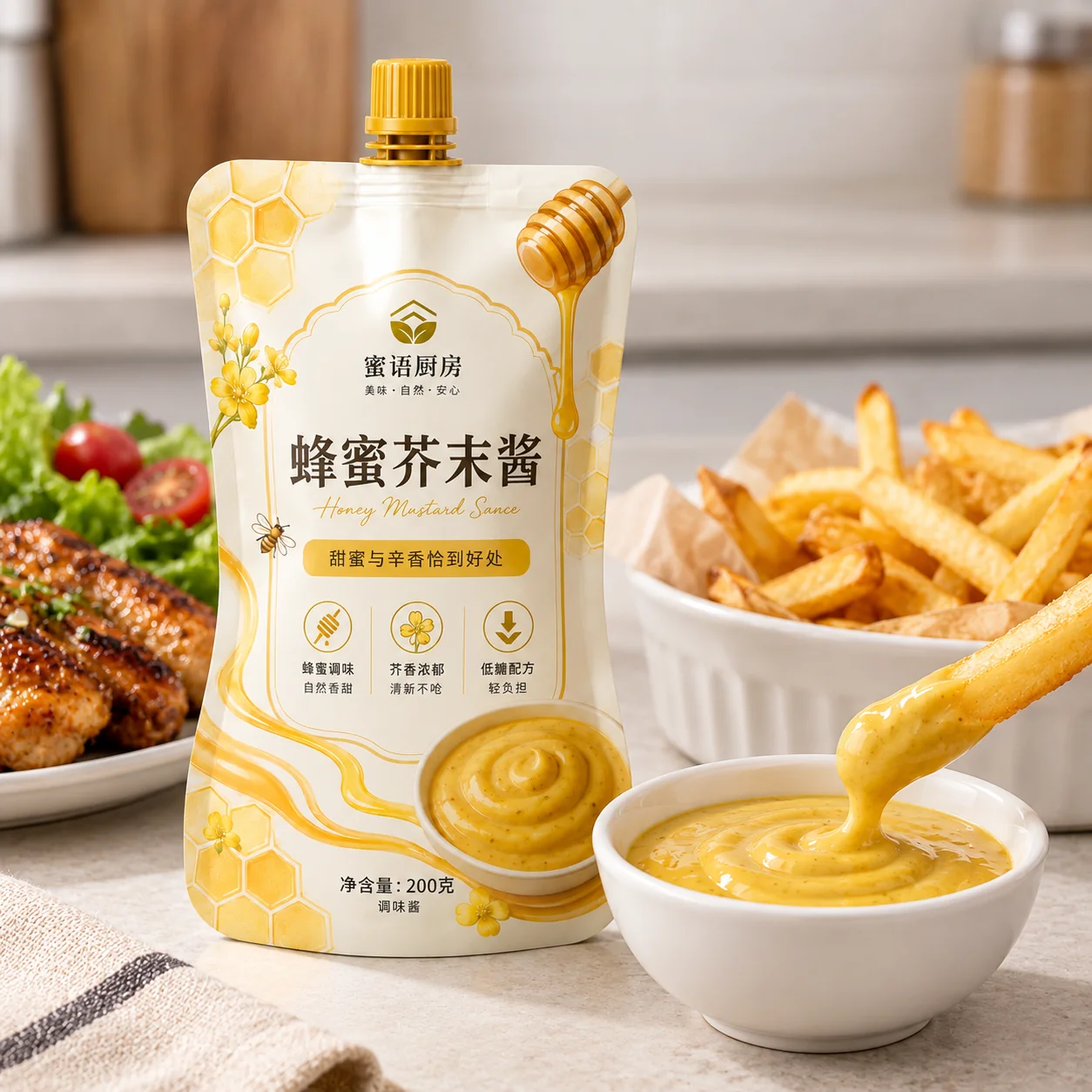 蜂蜜芥末酱包装袋 餐饮调味应用场景