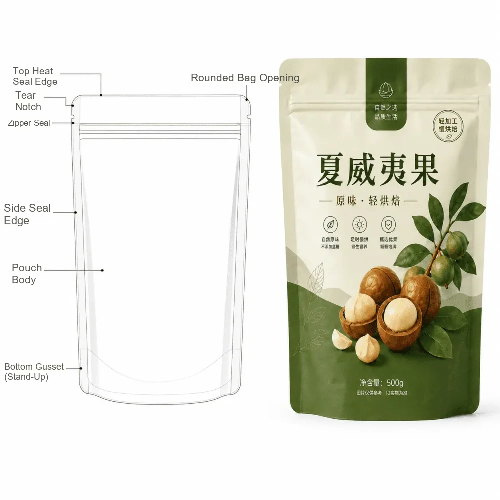 定制坚果包装袋 结构线稿
