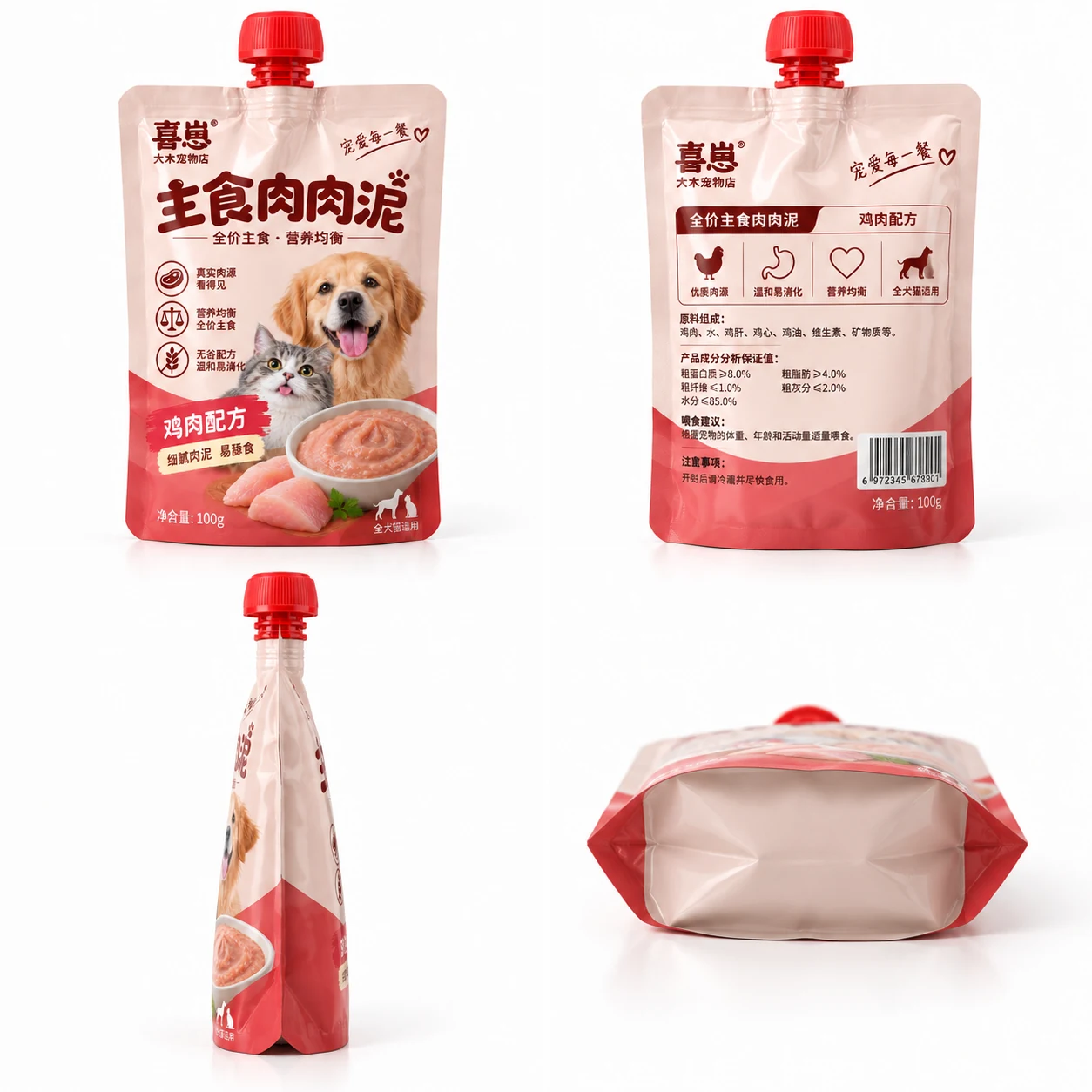 宠物湿粮包装定制 多角度展示