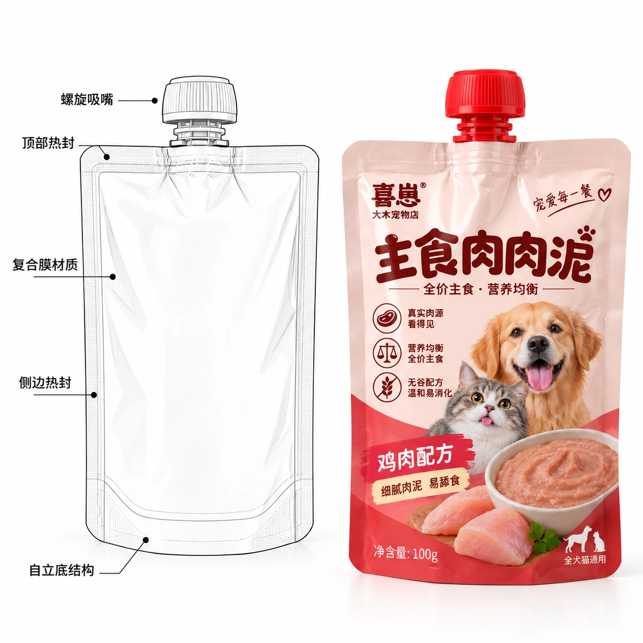 宠物湿粮包装定制 结构说明