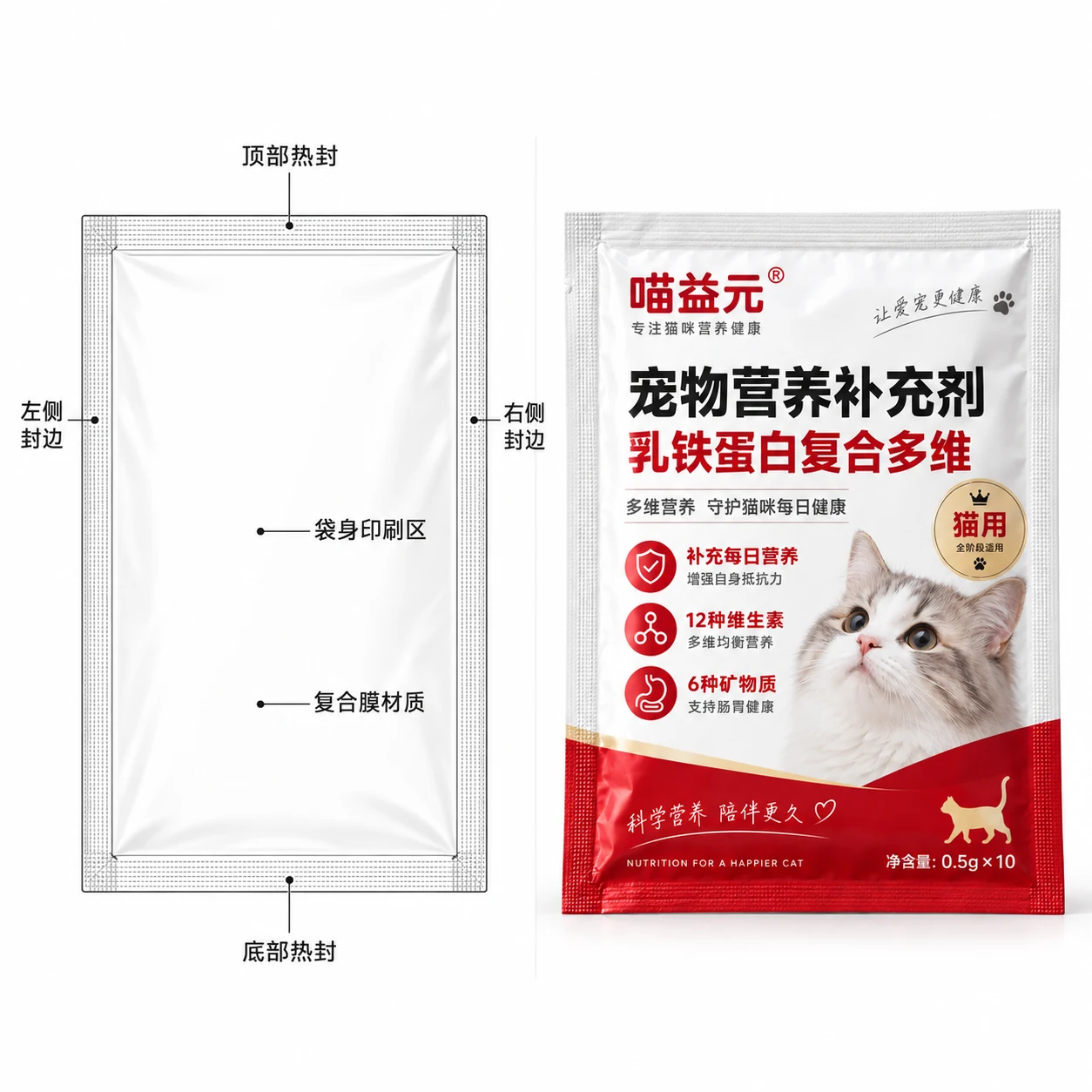宠物营养剂铝箔袋 结构说明