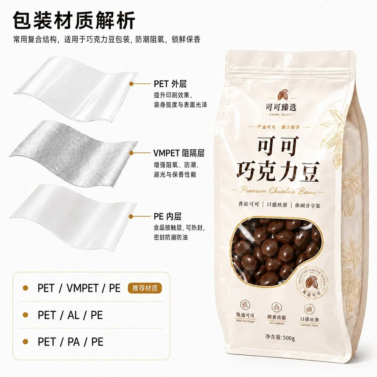 定制巧克力袋 膜材结构分析