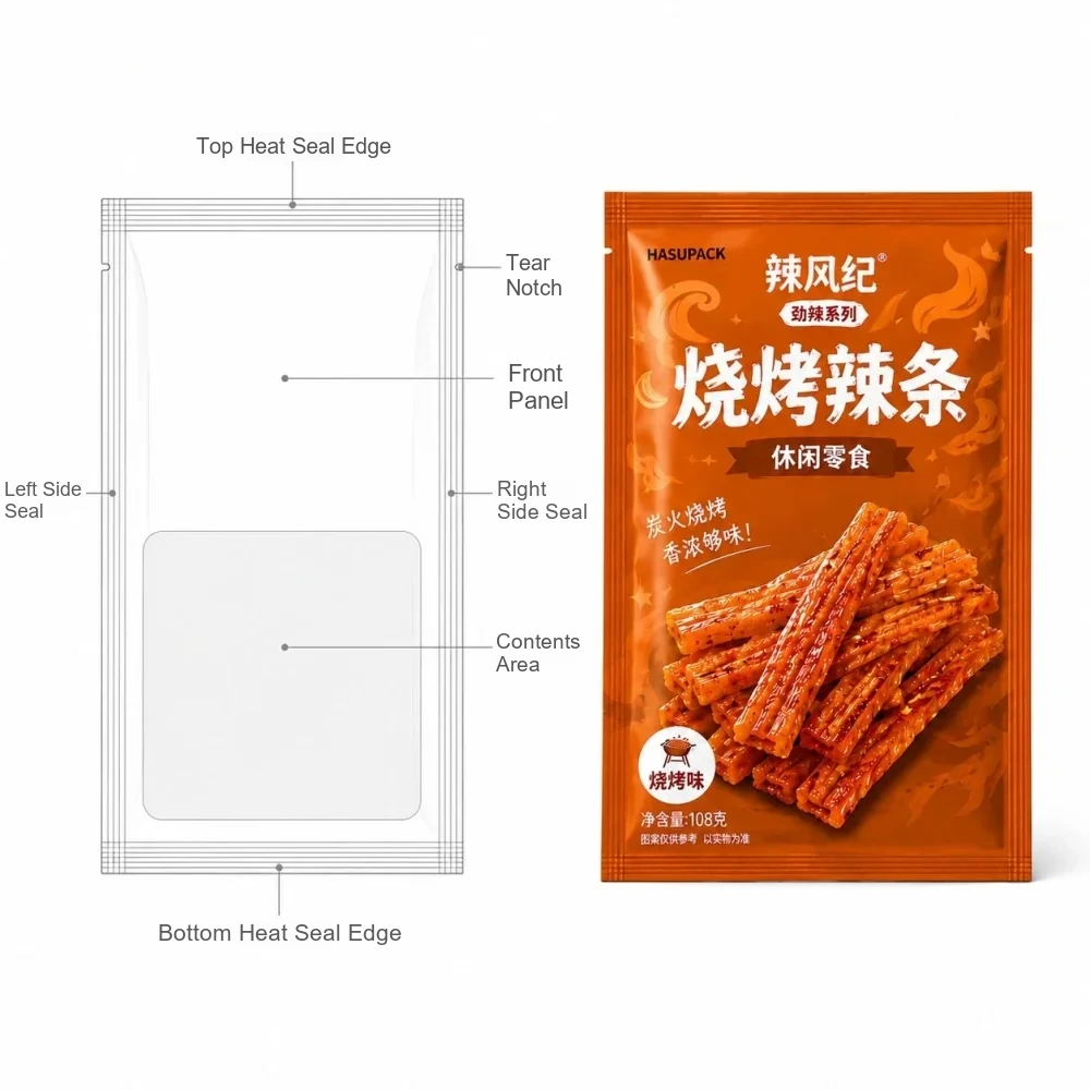 定制零食袋 结构尺寸图