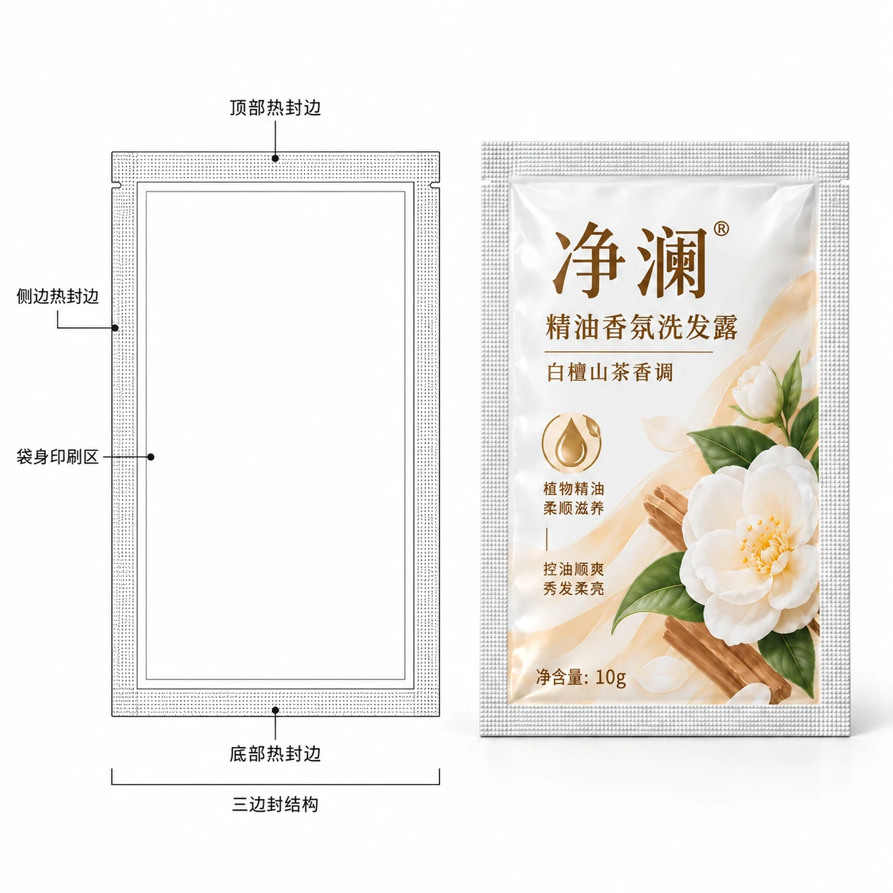 洗发水试用装 结构尺寸说明