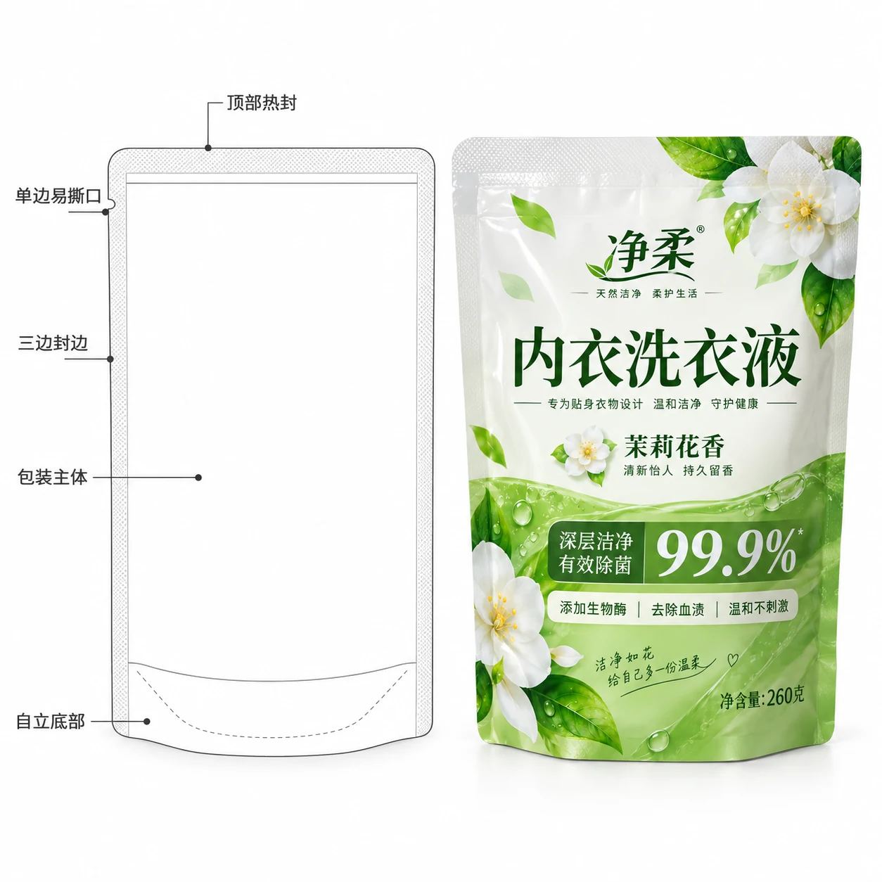 洗衣液包装袋定制 结构说明